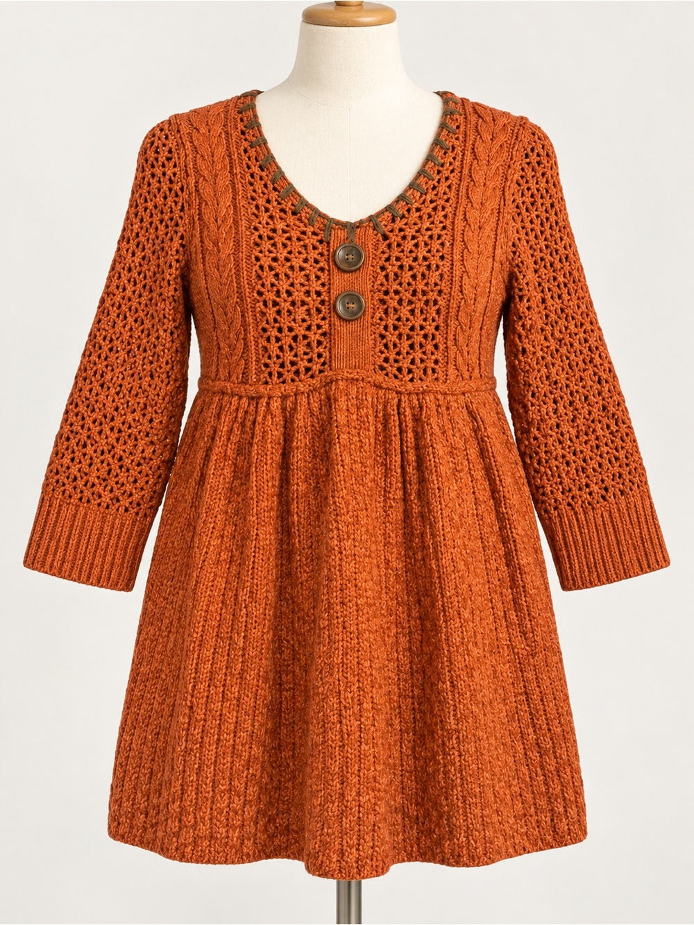 Vintage 2000s Dressbarn Cable Knit Babydoll Boho Tunic Sweater